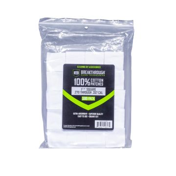 Breakthrough Clean Technologies Cotton Patches, 1.75" Square, 270 Thru 357 Caliber, 500-Pack