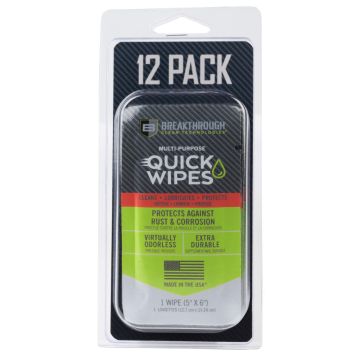 Breakthrough Clean Technologies Multi-Purpose CLP Quick Wipes, 5" x 6", 12-Pack