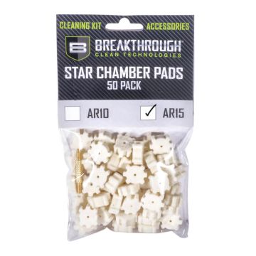 Breakthrough Clean Technologies AR-15 Chamber Star Pads, 8-32 Threads (Male/Male) Adapter, 50-Pack