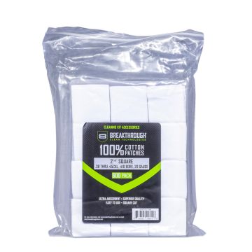 Breakthrough Clean Technologies Cotton Patches, 2.25" Square, .38 Thru .45 Caliber, .410 Bore & 20-Gauge, 600-Pack