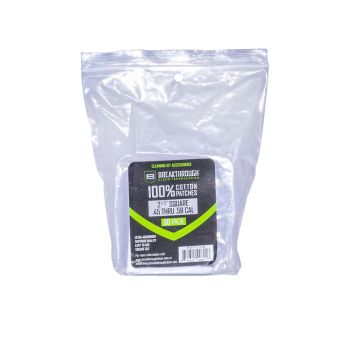 Breakthrough Clean Technologies Cotton Patches, 2.5" Square, .45 Thru .58 Caliber, 50-Pack