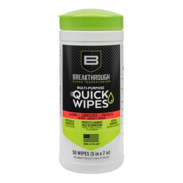 Breakthrough Clean Technologies Multi-Purpose CLP Quick Wipes, 5" x 6", 50-Pack Canister