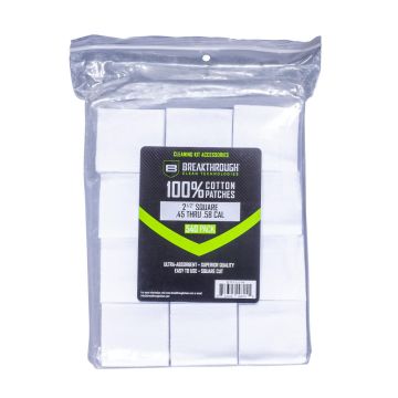 Breakthrough Clean Technologies Cotton Patches, 2.5" Square, .45 Thru .58 Caliber, 540-Pack