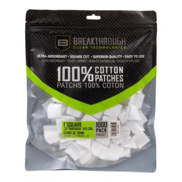 Cotton Patches, 1" Square, .22 Thru 243 Caliber, 1,000-Pack