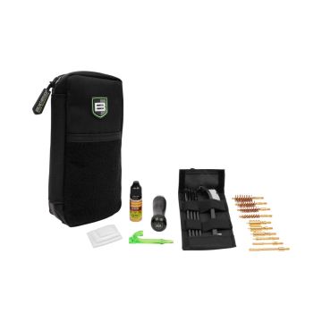 Range Series by Breakthrough Clean Technologies – Rod Gun Cleaning Kits with Bore Brushes, Jags & CLP – Molle Pouch – Universal Fit for Rifle, Shotgun & Handgun – Nylon/Aluminum – Black