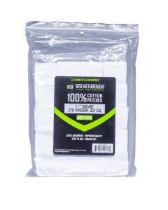 Breakthrough Clean Technologies Cotton Patches, 1.75" Square, 270 Thru 357 Caliber, 500-Pack w/ Plastic Tray