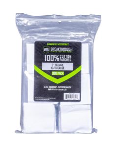 Breakthrough Clean Technologies Cotton Patches, 3" Square, 12 & 16-Gauge, 300-Pack w/ Plastic Tray