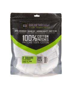 Breakthrough Clean Technologies Cotton Patches, 3" Square, 12 & 16-Gauge, 300-Pack w/ Plastic Tray