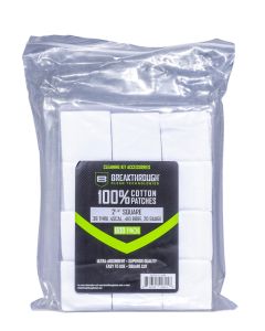 Breakthrough Clean Technologies Cotton Patches, 2.25" Square, .38 Thru .45 Caliber, .410 Bore & 20-Gauge, 600-Pack w/ Plastic Tray