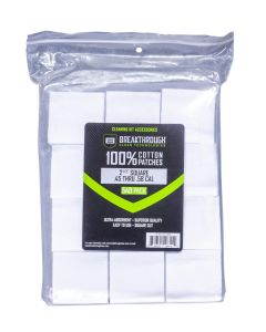 Breakthrough Clean Technologies Cotton Patches, 2.5" Square, .45 Thru .58 Caliber, 540-Pack w/ Plastic Tray