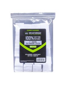 Breakthrough Clean Technologies Cotton Patches, 1.5" Square, 243 Thru 270 Caliber, 600-Pack w/ Plastic Tray