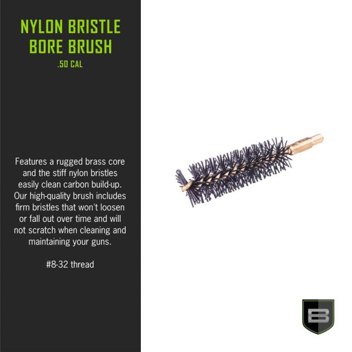 Breakthrough Clean Technologies Nylon Bristle Bore Brush, 50 Caliber, Brass Core