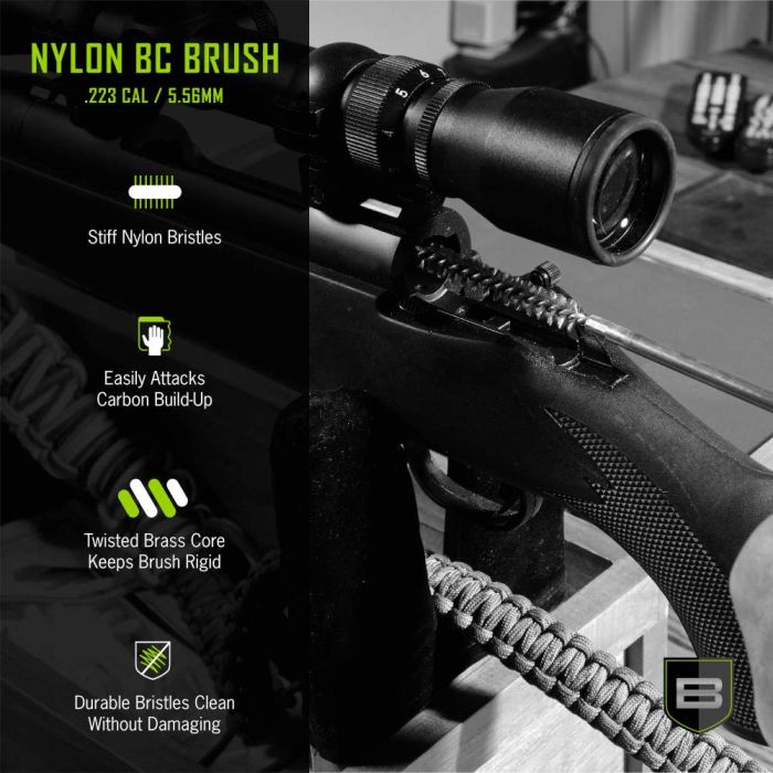 Breakthrough Clean Technologies Nylon Bolt Carrier Brush, .223 Caliber, 5.56mm & AR-15, Black/Brass