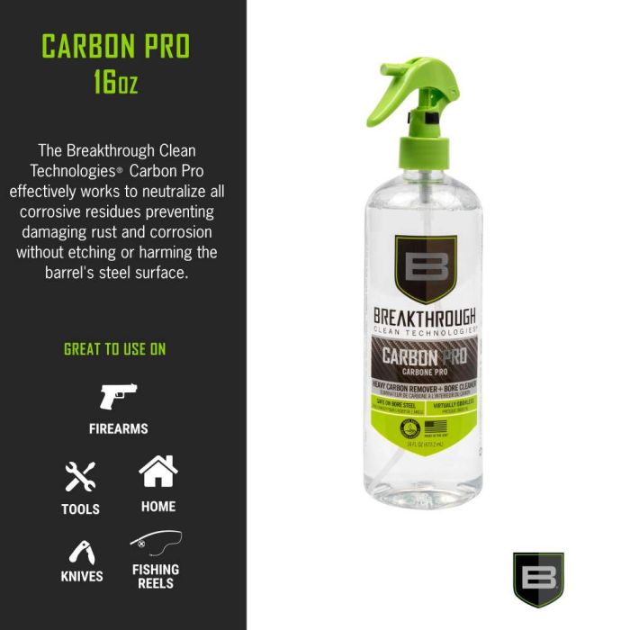 Breakthrough Clean Technologies Heavy Carbon Remover - Gun Barrel and Bore Cleaner - All Purpose Degreaser - Perfect for Handguns and Rifles - 16oz Bottle, Clear