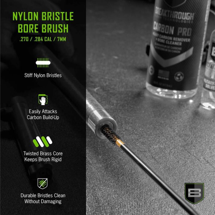Breakthrough Clean Technologies Nylon Bristle Bore Brush, 270, .284 Caliber & 7mm, Brass Core